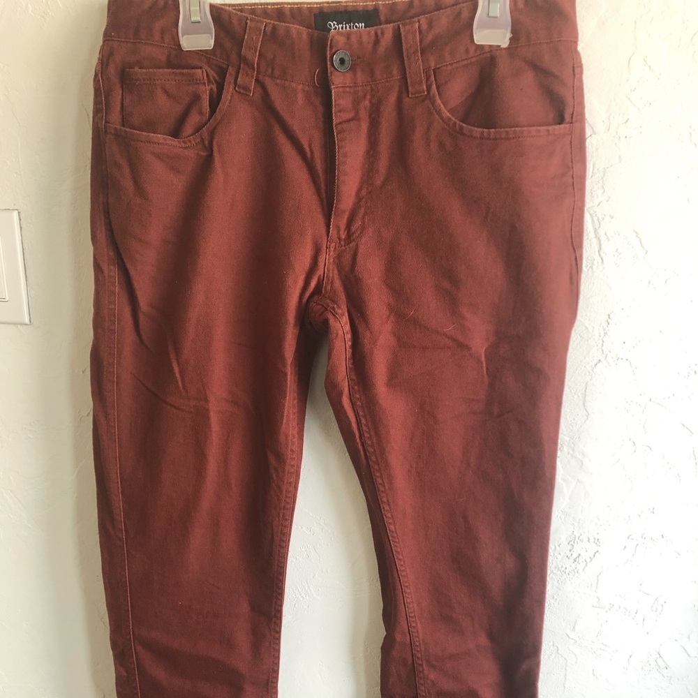 Brixton skinny mens jeans. Low waist. Rust colour. Size 32 x 32